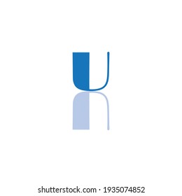 Blue colour U reflect letter logo.