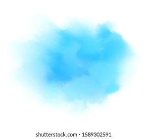 Blue colour vivid hand drawn watercolor liquid vector stain element, design, label, tag. Colorful abstract paper texture smudges wallpaper, card 