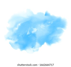 Blue colour watercolor abstract  paper texture liquid vector stain element, design. Grunge smudges drawing illustration, card, wallpaper