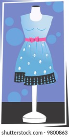  blue coloured frock in a stand	