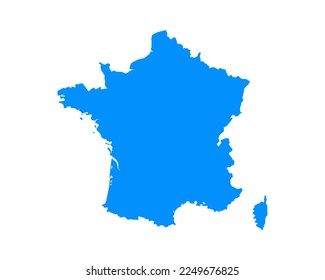 Blue coloured map design on country France isolated on white background - vector illustration
