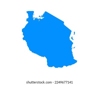 Blue coloured map design on country Tanzania isolated on white background - vector illustration