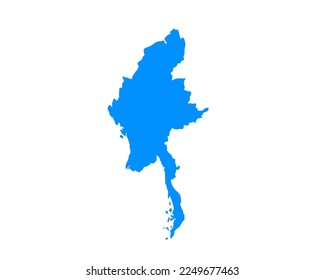 Blue coloured map design on country Myanmar isolated on white background - vector illustration