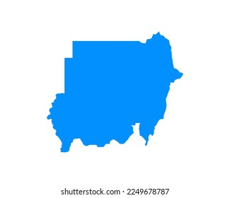 Diseño de mapas de color azul en el país Sudán aislado en fondo blanco - ilustración vectorial
