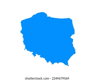 Blue coloured map design on country Poland isolated on white background - vector illustration