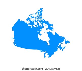 Diseño de mapas de color azul en el país Canadá aislado en fondo blanco - ilustración vectorial