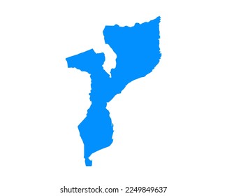 Blue coloured map design on country Mozambique isolated on white background - vector illustration