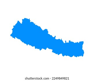 Diseño de mapas de color azul en el país Nepal aislado en fondo blanco - ilustración vectorial