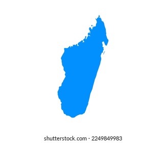 Diseño de mapas de color azul en el país Madagascar aislado en fondo blanco - ilustración vectorial