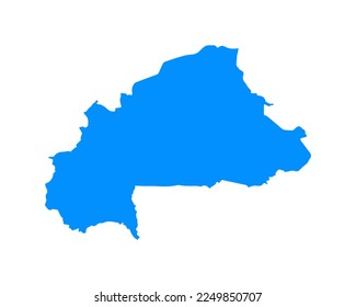 Blue coloured map design on country Burkina Faso isolated on white background - vector illustration