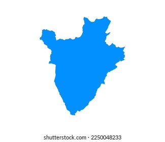 Blue coloured map design on country Burundi isolated on white background - vector illustration