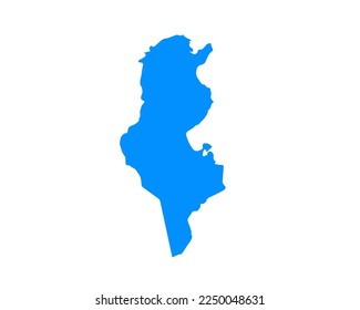 Blue coloured map design on country Tunisia isolated on white background - vector illustration