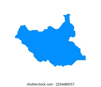 Blue coloured map design on country South Sudan isolated on white background - vector illustration