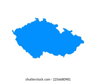 Diseño de mapas de color azul en el país República Checa aislado en fondo blanco - ilustración vectorial