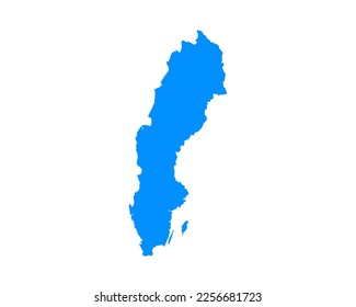 Blue coloured map design on country Sweden isolated on white background - vector illustration