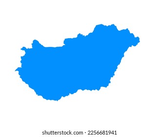 Blue coloured map design on country Hungary isolated on white background - vector illustration