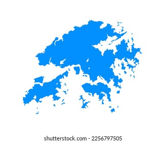 Blue coloured map design on country Hong Kong isolated on white background - vector illustration