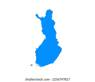 Diseño de mapas de color azul en el país Finlandia aislado en fondo blanco - ilustración vectorial