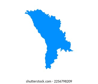 Blue coloured map design on country Moldova isolated on white background - vector illustration