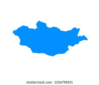 Diseño de mapas de color azul en el país Mongolia aislado en fondo blanco - ilustración vectorial