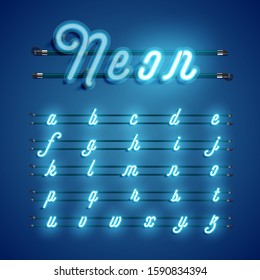 Blue coloured neon character, vector illustration
