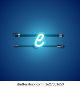 Blue coloured neon character, vector illustration