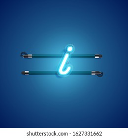 Blue coloured neon character, vector illustration