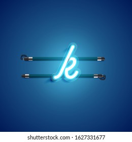 Blue coloured neon character, vector illustration