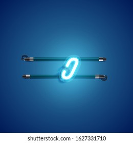 Blue coloured neon character, vector illustration