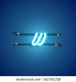 Blue coloured neon character, vector illustration