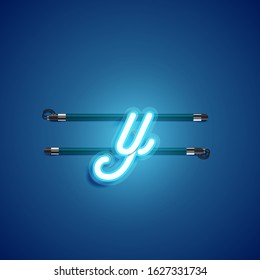Blue coloured neon character, vector illustration