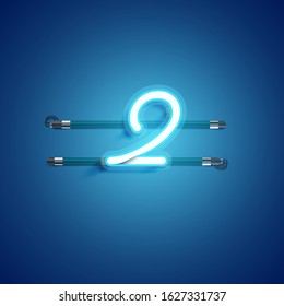 Blue coloured neon character, vector illustration