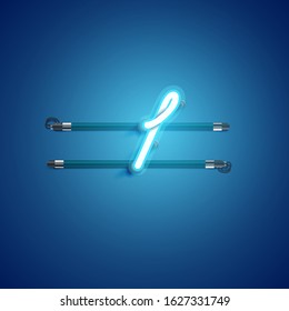 Blue coloured neon character, vector illustration
