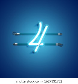 Blue coloured neon character, vector illustration