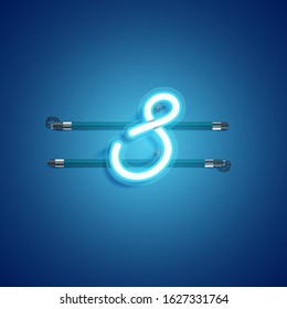 Blue coloured neon character, vector illustration