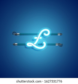 Blue coloured neon character, vector illustration