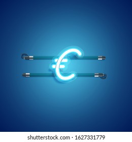 Blue coloured neon character, vector illustration