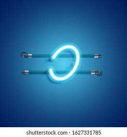 Blue coloured neon character, vector illustration
