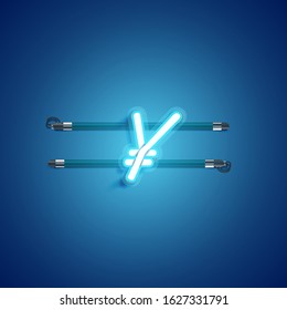 Blue coloured neon character, vector illustration