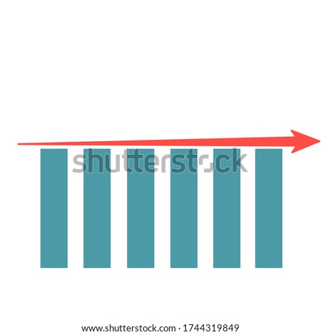 Blue column graphs diagram with constant linear arrow. Business chart diagram concept. Visualization of business processes. Chart of changes.