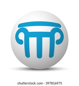 Blue Column icon on sphere on white background