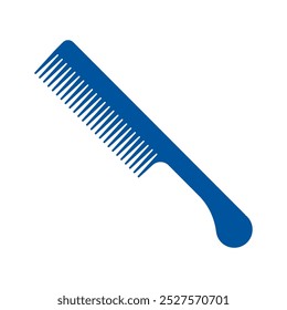 Ilustración vectorial azul del peine o del cepillo de pelo, cepillo de la historieta para el pelo, equipo del peluquero aislado en el fondo blanco, belleza, accesorios, concepto de la moda