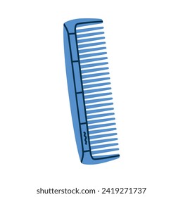 Blue Comb as Professional Hairdressing Tool and Accessory for Hairdo Vector Illustration