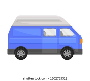 Blue combi minivan. Vector illustration on a white background.