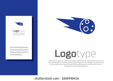 Blue Comet falling down fast icon isolated on white background. Logo design template element. Vector Illustration