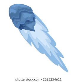Cometa azul voando com trilha de fogo deixando espaçonave no espaço