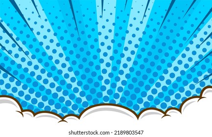 Blue comic abstract background with cloud