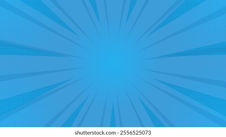 Blue comic background with starburst and halftone gradations. Suitable for comics, prints, posters, etc.