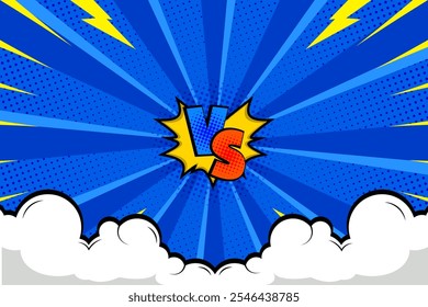 blue comic book style pop art abstract background cartoon cloud template