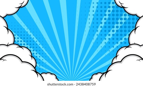 Blue comic cartoon background with cloud	